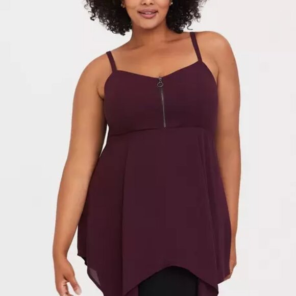 Torrid Georgette Babydoll Hanky-Hem Cami – Winetasting – Size 0 - Picture 1 of 13